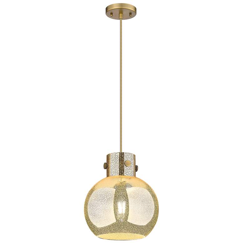 Image 1 Downtown Newton Sphere 10"W Cord Brass Mini Pendant w/ Mercury Shade