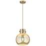1_Downtown Newton Sphere 10"W Cord Brass Mini Pendant w/ Mercury Shade