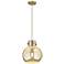 Downtown Newton Sphere 10"W Cord Brass Mini Pendant w/ Mercury Shade
