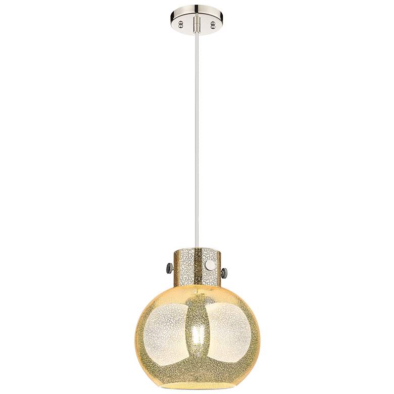 Image 1 Downtown Newton Sphere 10"W Cord Nickel Mini Pendant w/ Mercury Shade