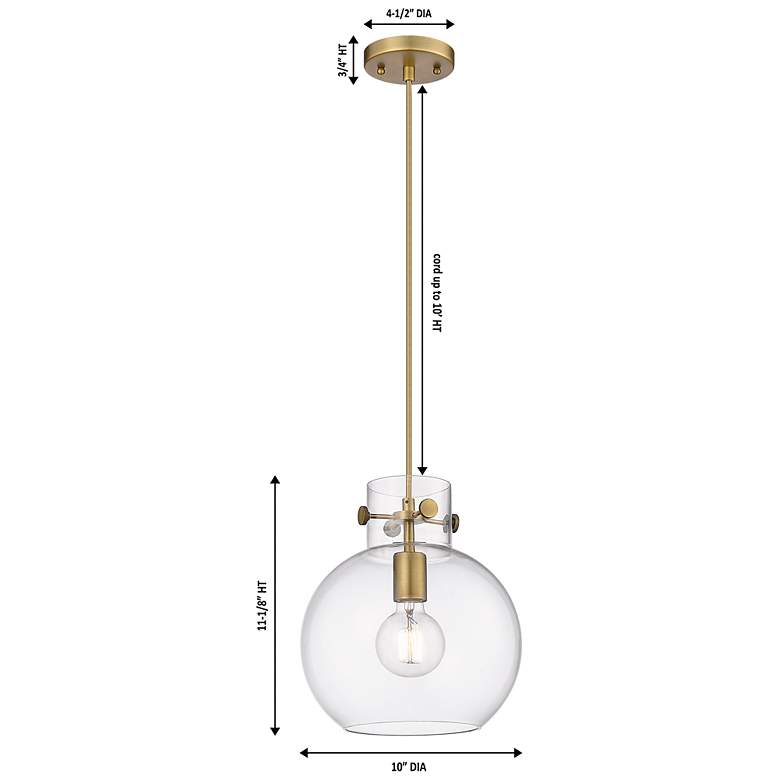 Image 4 Downtown Newton Sphere 10"W Cord Nickel Mini Pendant w/ Mercury Shade more views