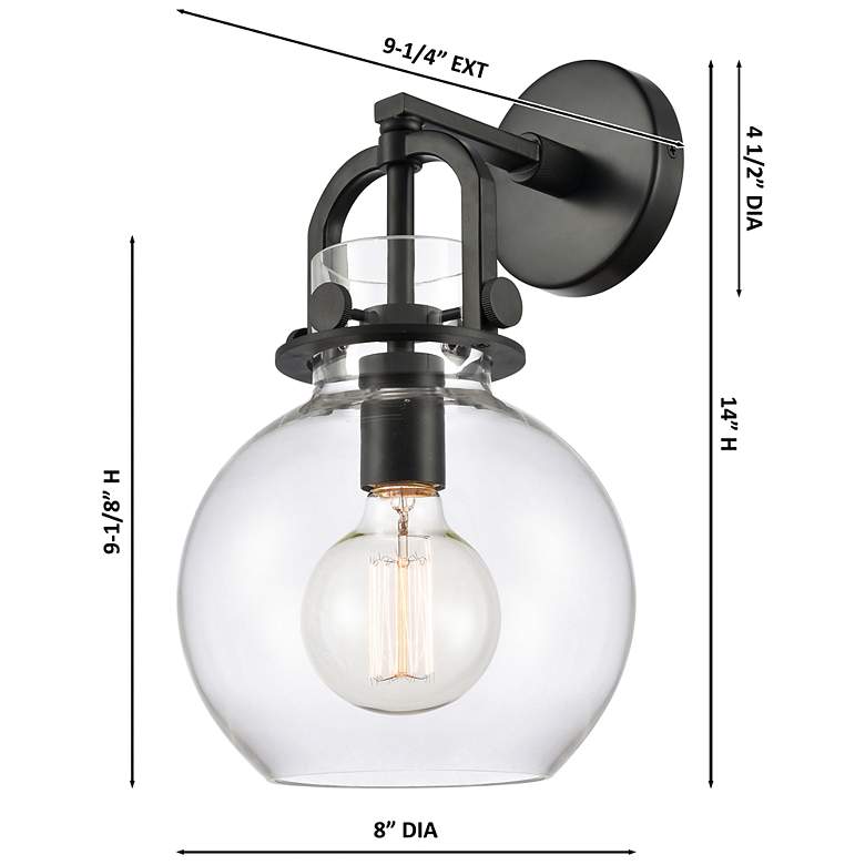 Image 3 Downtown Newton Sphere 14 "H Bronze Wall Arch Sconce w/ Mercury Shade more views