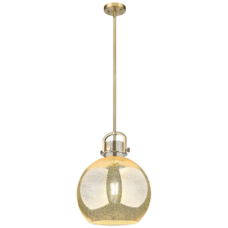 Image 1 Downtown Newton Sphere 14"W Brass Arch Pendant w/ Mercury Shade