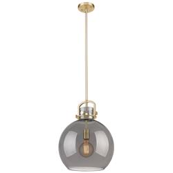 Downtown Newton Sphere 14"W Bronze Arch Pendant w/ Light Smoke Shade