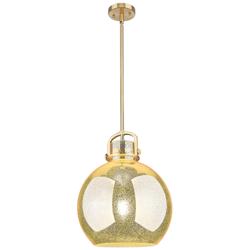 Downtown Newton Sphere 14"W Bronze Arch Pendant w/ Mercury Shade