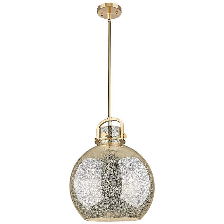 Image 2 Downtown Newton Sphere 14"W Bronze Arch Pendant w/ Mercury Shade more views