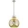 Downtown Newton Sphere 14"W Satin Nickel Arch Pendant w/ Mercury Shade