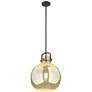 1_Downtown Newton Sphere 14"W Stem Black Arched Pendant w/ Mercury Shade