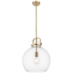 Downtown Newton Sphere 14"W Stem Bronze Arched Pendant w/ Clear Shade