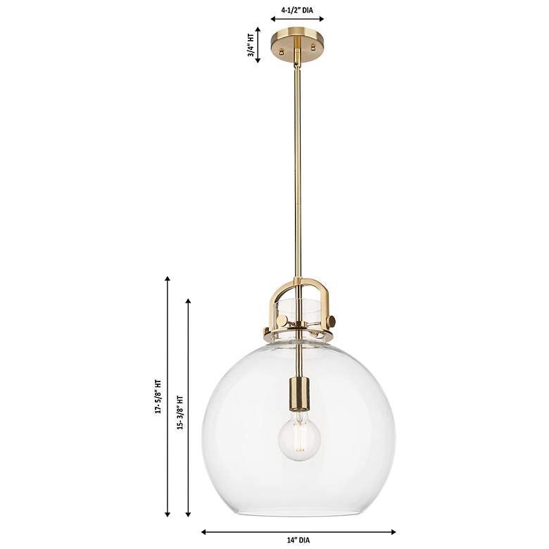 Image 4 Downtown Newton Sphere 14"W Stem Bronze Arched Pendant w/ Clear Shade more views