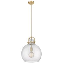 Downtown Newton Sphere 14"W Stem Bronze Arched Pendant w/ Seedy Shade