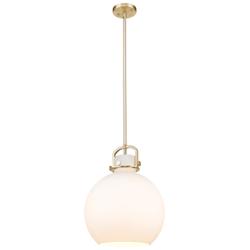 Downtown Newton Sphere 14"W Stem Bronze Arched Pendant w/ White Shade
