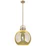 1_Downtown Newton Sphere 16"W Brass Arch Pendant w/ Mercury Shade