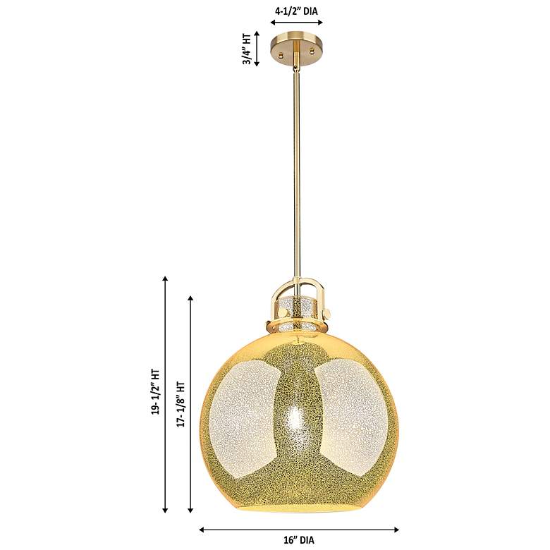 Image 4 Downtown Newton Sphere 16"W Bronze Arch Pendant w/ Mercury Shade more views