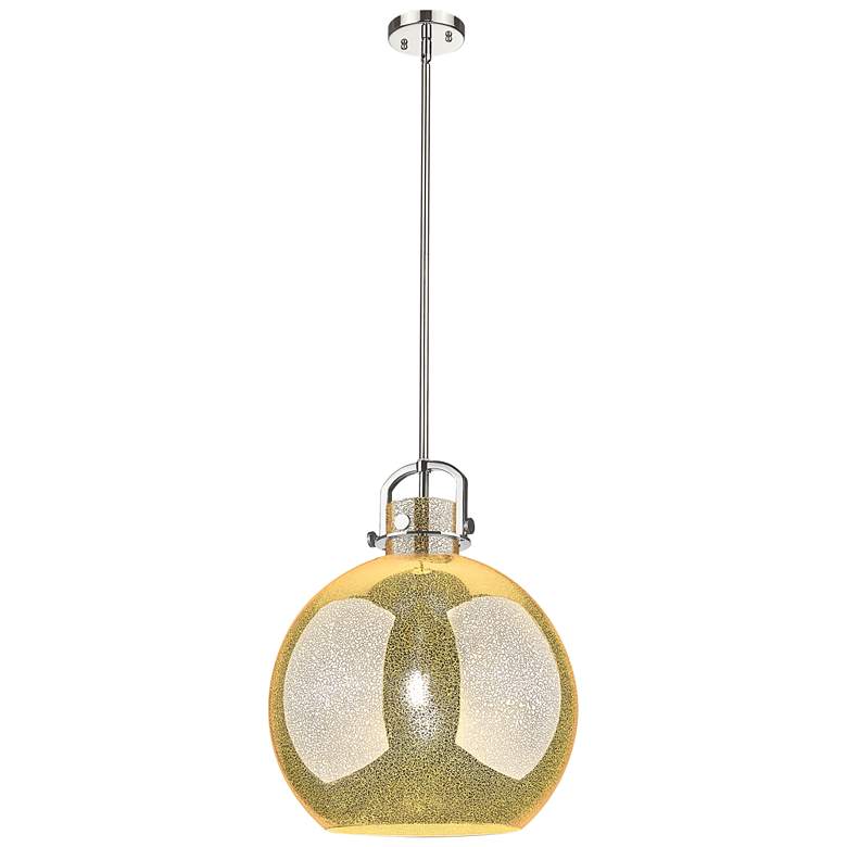 Image 1 Downtown Newton Sphere 16"W Nickel Arch Pendant w/ Mercury Shade