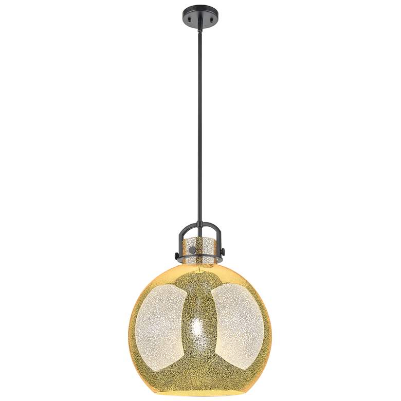 Image 1 Downtown Newton Sphere 16"W Stem Black Arched Pendant w/ Mercury Shade