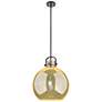 1_Downtown Newton Sphere 16"W Stem Black Arched Pendant w/ Mercury Shade