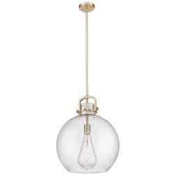 Downtown Newton Sphere 16"W Stem Bronze Arched Pendant w/ Seedy Shade