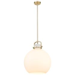 Downtown Newton Sphere 16"W Stem Bronze Arched Pendant w/ White Shade