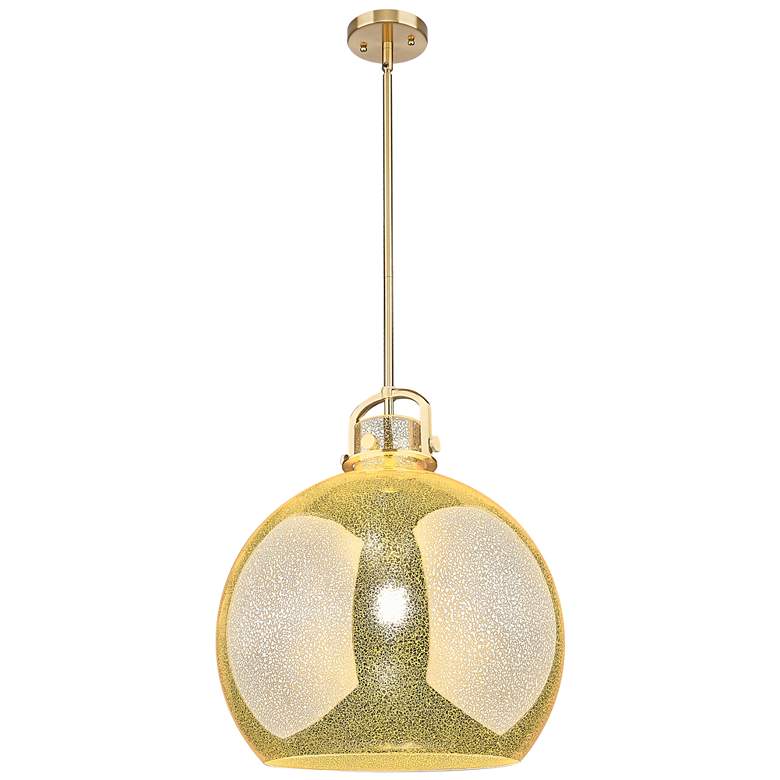 Image 1 Downtown Newton Sphere 18"W Bronze Arch Pendant w/ Mercury Shade