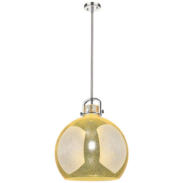 Image 1 Downtown Newton Sphere 18"W Nickel Arch Pendant w/ Mercury Shade
