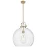 1_Downtown Newton Sphere 18"W Stem Bronze Arched Pendant w/ Clear Shade