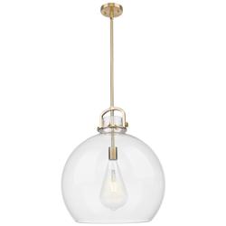 Downtown Newton Sphere 18"W Stem Bronze Arched Pendant w/ Clear Shade