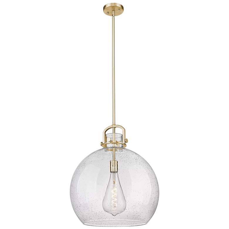 Image 1 Downtown Newton Sphere 18"W Stem Bronze Arched Pendant w/ Seedy Shade