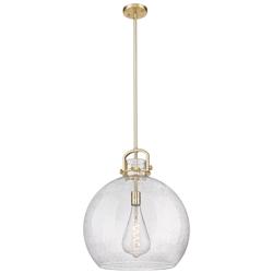 Downtown Newton Sphere 18"W Stem Bronze Arched Pendant w/ Seedy Shade