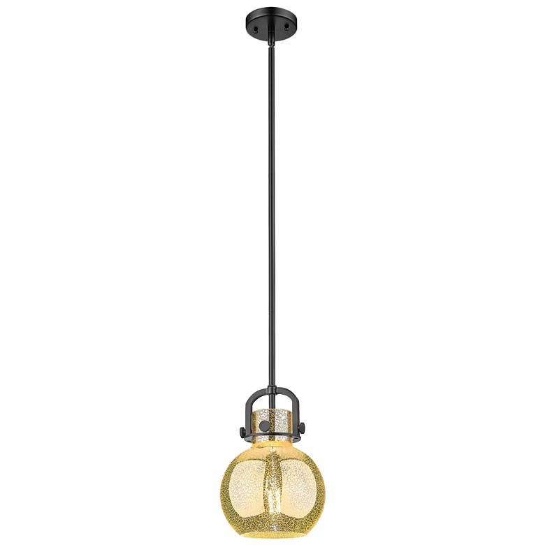 Image 1 Downtown Newton Sphere 8"W Black Arch Mini Pendant w/ Mercury Shade