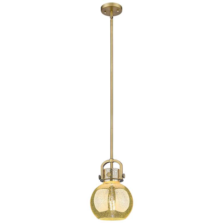 Image 1 Downtown Newton Sphere 8"W Brass Arch Mini Pendant w/ Mercury Shade