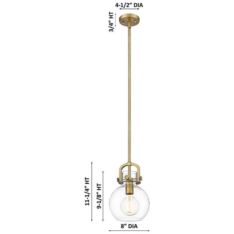 Image 3 Downtown Newton Sphere 8"W Bronze Arch Mini Pendant w/ Mercury Shade more views