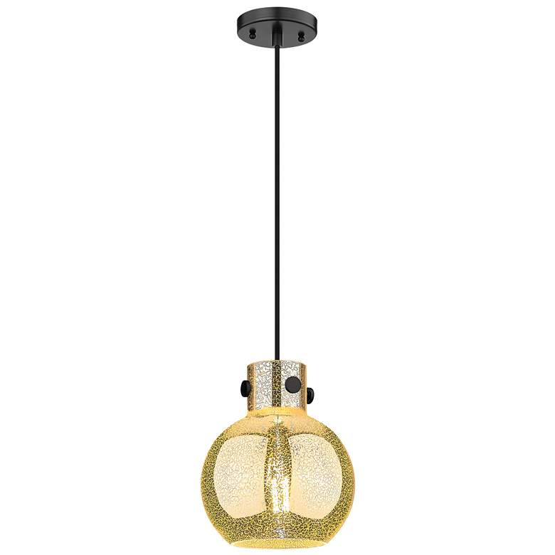 Image 1 Downtown Newton Sphere 8"W Cord Black Mini Pendant w/ Mercury Shade