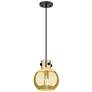 1_Downtown Newton Sphere 8"W Cord Black Mini Pendant w/ Mercury Shade