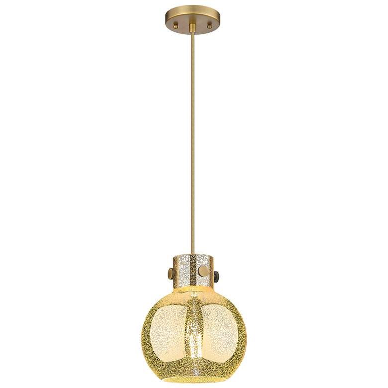 Image 1 Downtown Newton Sphere 8"W Cord Brass Mini Pendant w/ Mercury Shade