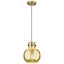 1_Downtown Newton Sphere 8"W Cord Brass Mini Pendant w/ Mercury Shade