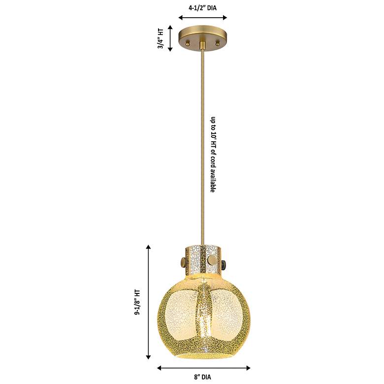 Image 4 Downtown Newton Sphere 8"W Cord Nickel Mini Pendant w/ Mercury Shade more views