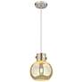 1_Downtown Newton Sphere 8"W Cord Satin Nickel Pendant w/ Mercury Shade