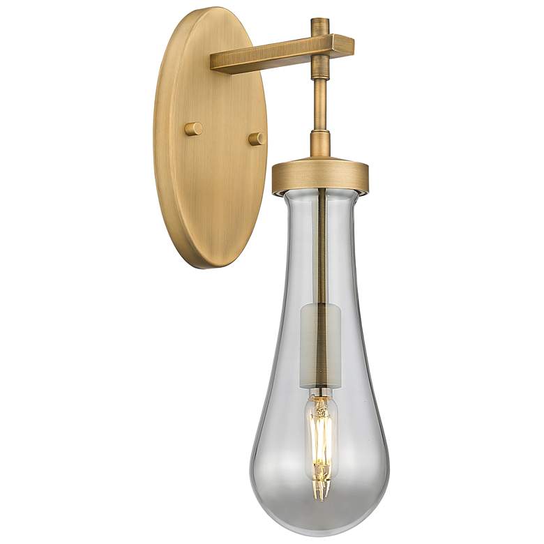 Image 1 Downtown Owego 16 "H Brushed Brass Wall Sconce w/ Light Smoke Shade