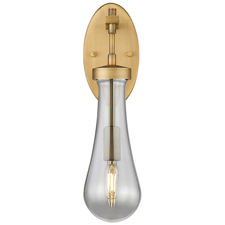 Image 2 Downtown Owego 16 "H Brushed Brass Wall Sconce w/ Light Smoke Shade more views