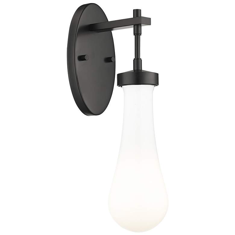 Image 1 Downtown Owego 16 "H Matte Black Wall Sconce w/ Gloss White Shade
