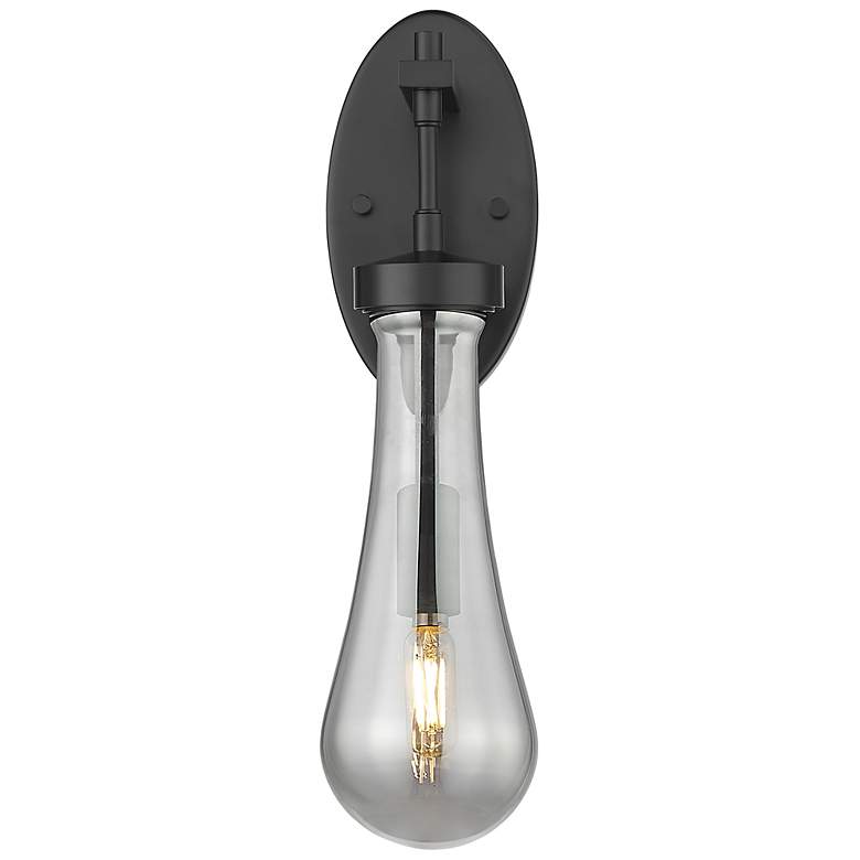 Image 2 Downtown Owego 16 "H Matte Black Wall Sconce w/ Light Smoke Shade more views