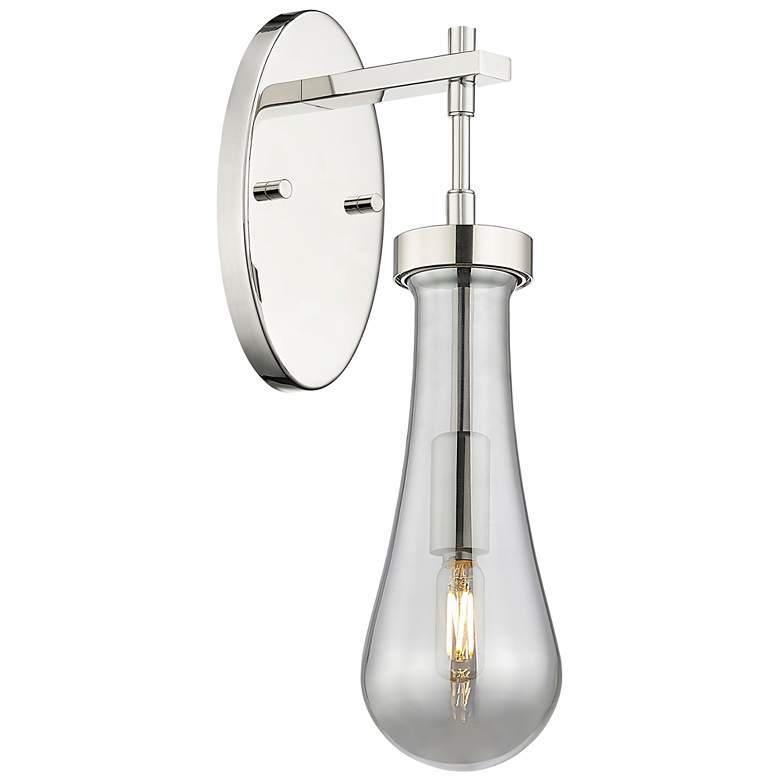 Image 1 Downtown Owego 16 "H Polished Nickel Wall Sconce w/ Light Smoke Shade