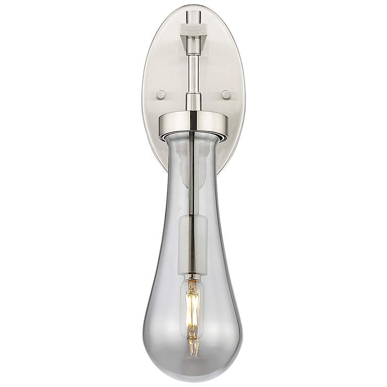 Image 2 Downtown Owego 16 "H Satin Nickel Wall Sconce w/ Light Smoke Shade more views