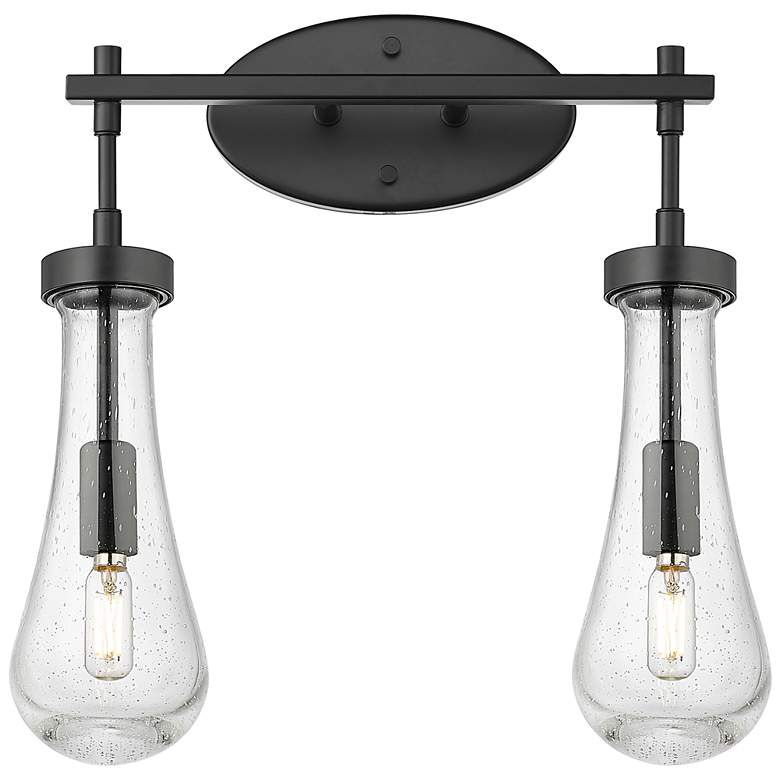 Image 1 Downtown Owego 16"W 2 Light Black Vanity Light w/ Seedy Shade