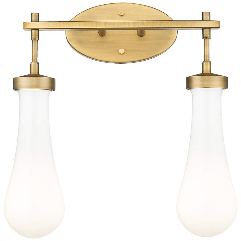 Image 1 Downtown Owego 16"W 2 Light Brass Vanity Light w/ Gloss White Shade