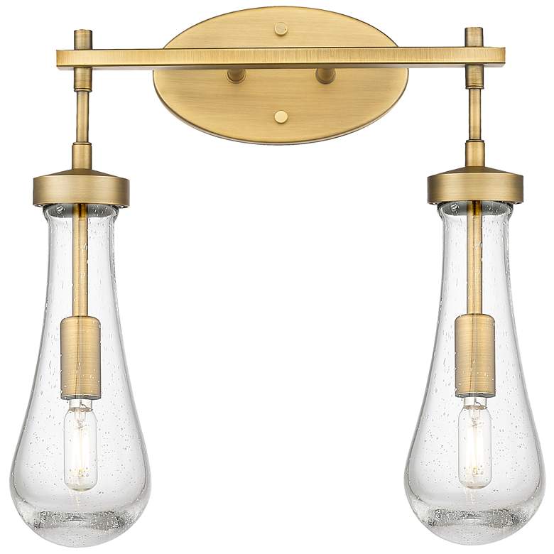 Image 1 Downtown Owego 16"W 2 Light Brass Vanity Light w/ Seedy Shade