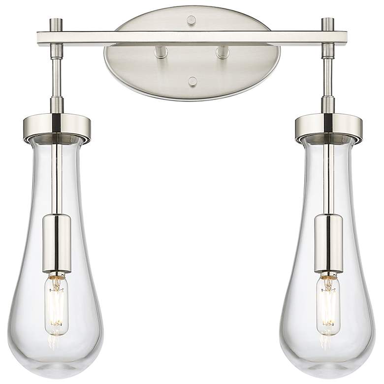 Image 1 Downtown Owego 16"W 2 Light Satin Nickel Vanity Light w/ Clear Shade