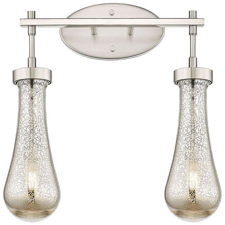 Image 1 Downtown Owego 16"W 2 Light Satin Nickel Vanity Light w/ Mercury Shade