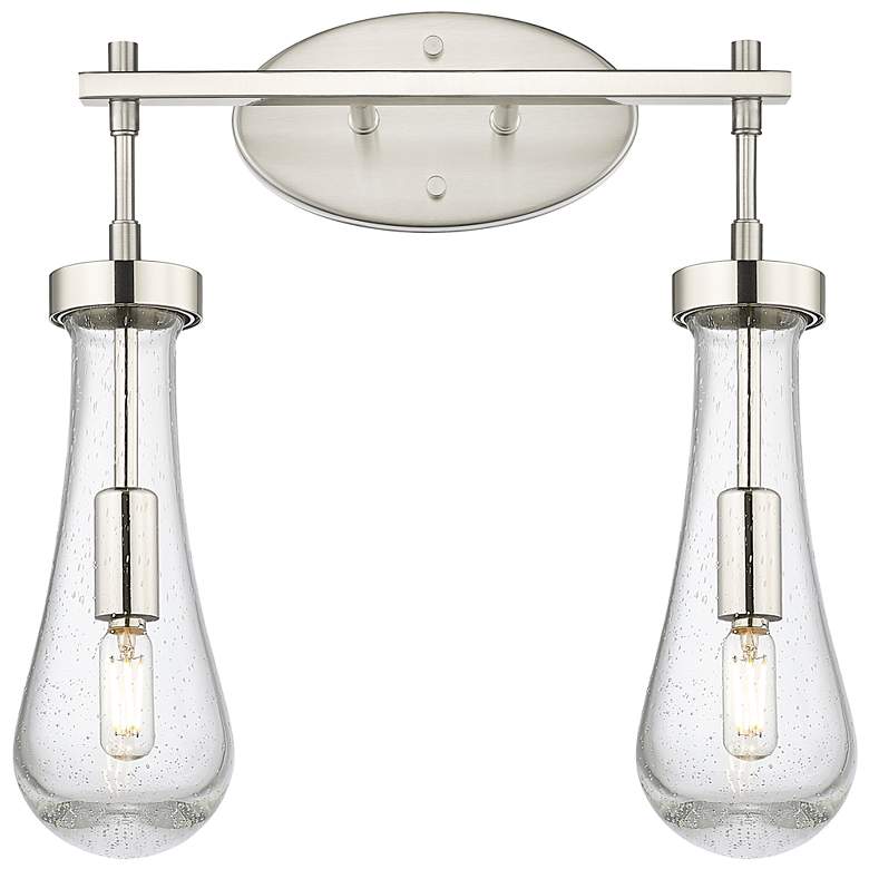 Image 1 Downtown Owego 16"W 2 Light Satin Nickel Vanity Light w/ Seedy Shade